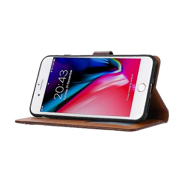 Skyddande plånboksfodral i läder med ställ för iPhone SE (2020)/SE (2022)/8/7 4,7 tum Multicolor Style E