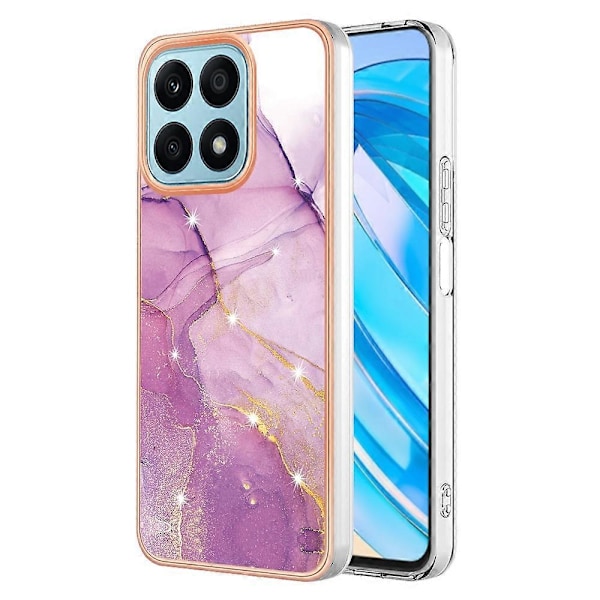 YB IMD Series-2 IMD Marmormönstrat Telefonfodral för Honor X8a 4G, Elektropläterat Mjukt TPU-telefonskal Multicolor Style B