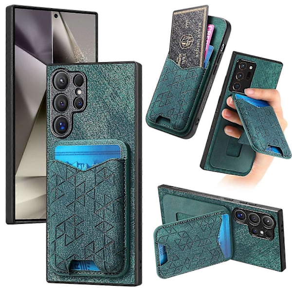 Til Samsung Galaxy S24 Ultra Etui Præget Mønster Kortholder Støtteben Læder Bagcover Multicolor Style C