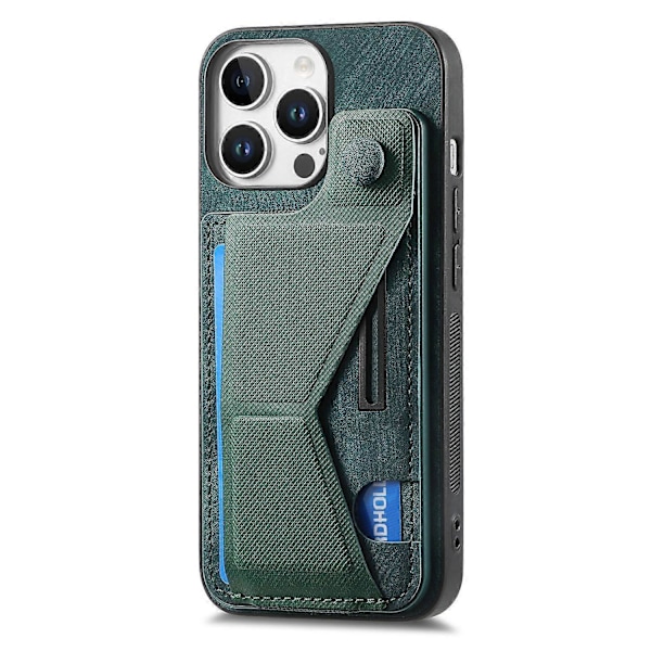 Retro læder bagcover med kortslot og sidefod til iPhone 16 Pro Max Multicolor Green