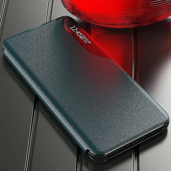 Ikkunallinen läppä nahkainen puhelinjalusta suojakotelo Samsung Galaxy S21+ 5G -puhelimelle, puhelintarvikkeet Multicolor Style E