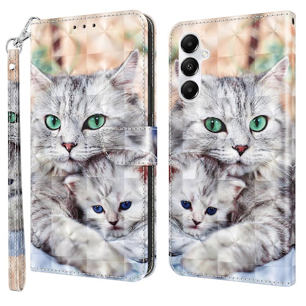 Magnetiskt fodral för Samsung Galaxy A55 5G med 3D-mönstertryck, mobilskal i läder - Stående katt Multicolor Two Cats