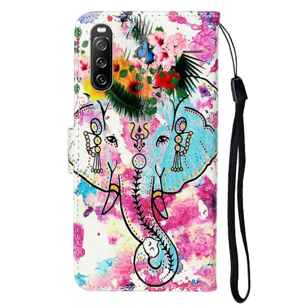 Plånboksfodral för Sony Xperia 10 V Mönstertryck PU Läder Ställ Telefonskal med Rem Multicolor Style A