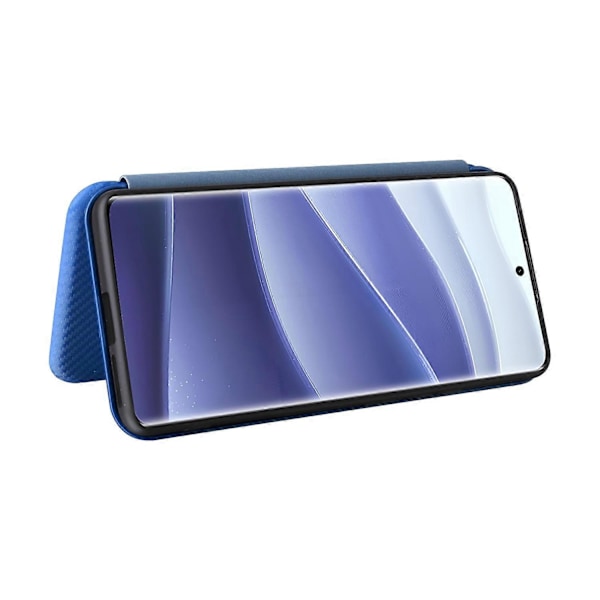 Skal för Xiaomi Redmi Note 14 Pro 4G Fodral Kolfibertextur Fallsäkert PU Läder Telefonskydd Multicolor Blue
