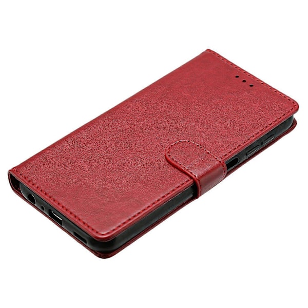 iPhone 14 Pro Max nahkainen puhelinkotelo lompakkotelineellä ja kätevällä hihnalla - Vihreä Multicolor Red