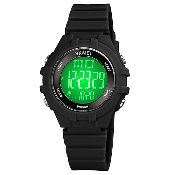 SKMEI Kids Digital Watch för pojkar Flickor 7-färgad LED-bakgrundsbelysning 5ATM Vattentät Studenter Sport black