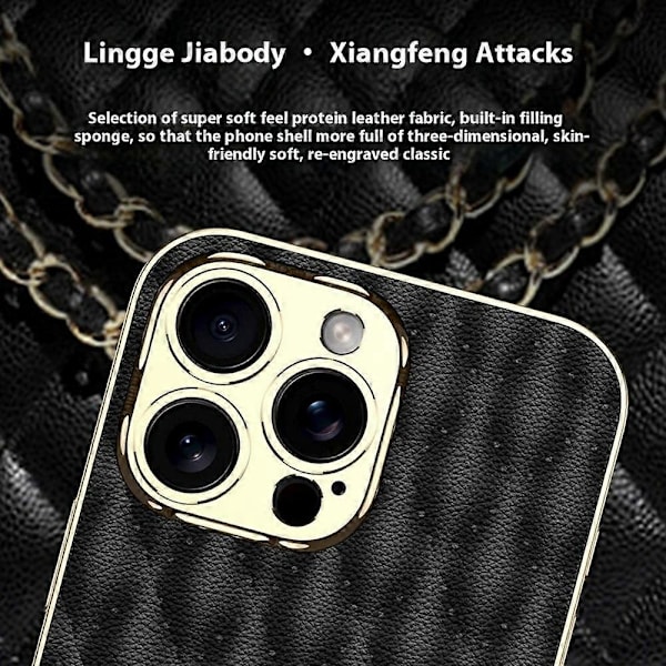 GKK iPhone 16 Pro Max -kotelo, rombikuvioitu PU+TPU+PC-puhelinkuori, galvanoidulla reunuksella Multicolor Style E