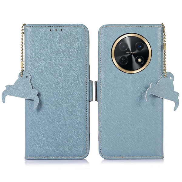 För Huawei Nova Y91 4g/enjoy 60x Phone case Rfid Blocking Läder Litchi Texture Stand Cover Blue