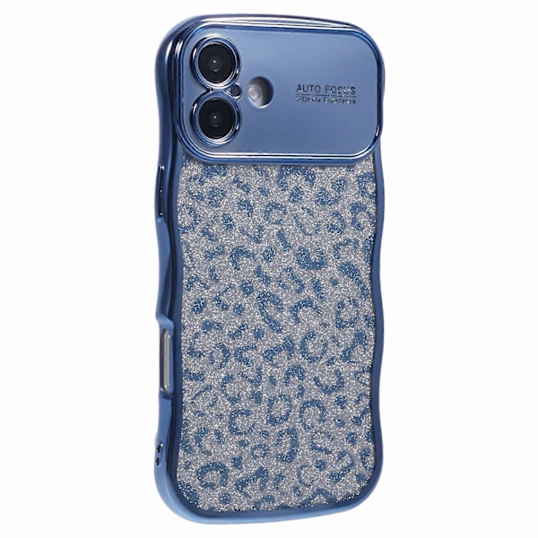 iPhone 16 Plus -kotelo, kihara kehys, TPU-puhelinkuori, leopardikuvioinen glitter Multicolor Style E