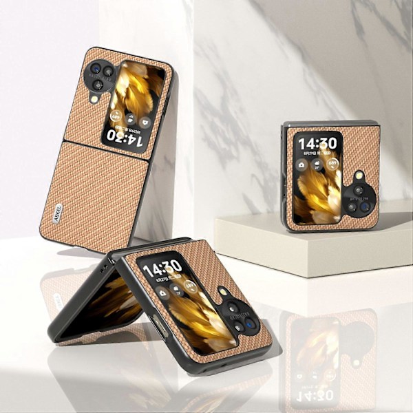 Oppo Find N3 Flip 5G PU-nahkapäällysteinen PC-kotelo hiilikuitukuvioinen suojapuhelinkotelo Multicolor Style B