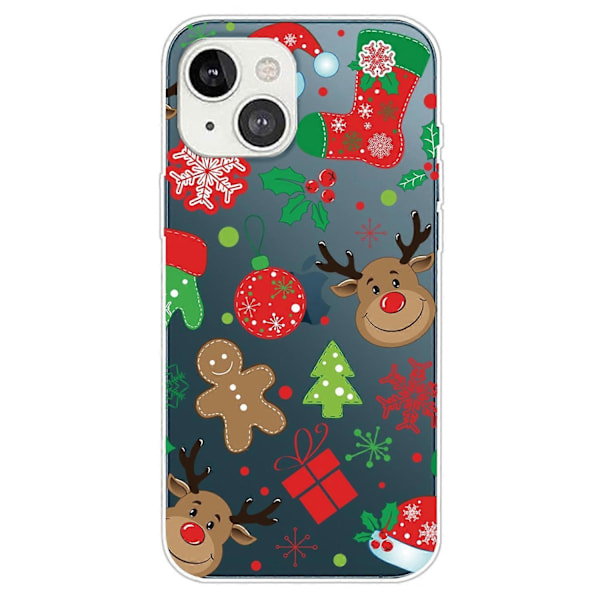 Julemønster trykt telefondeksel for iPhone 14, myk TPU støtsikker beskyttelsesdeksel Multicolor Style L