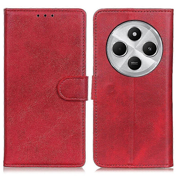 Til Xiaomi Poco C75 4G/Redmi 14R 5G/14C 4G Stand Wallet Case Ko Læder Tekstur Læder Telefon Cover Multicolor Red