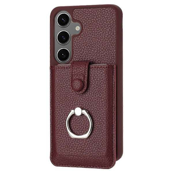 Samsung Galaxy S24+ -kotelo, korttipaikat, nahkainen takakansi ja rengastuki Multicolor Style B