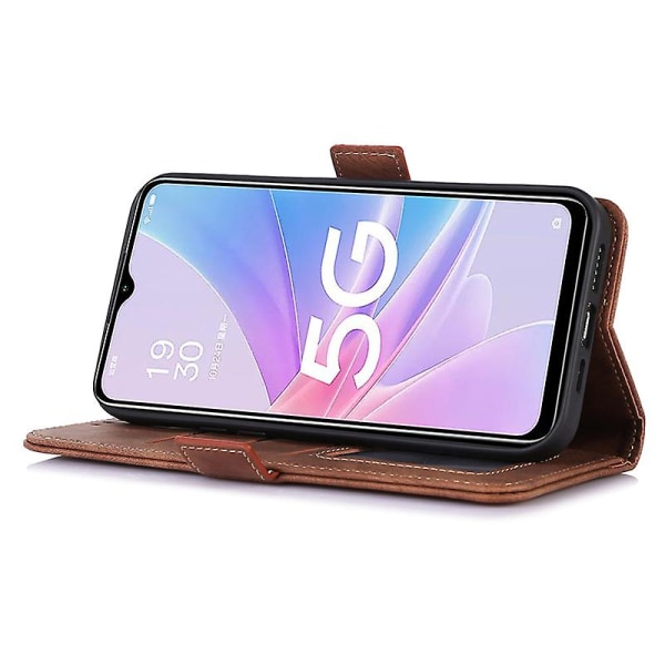 Til Oppo A58 5g/a78 5g Stødsikkert PU Læder Etui Wallet Stand Retro Tekstur Anti-drop Telefon Cover Brown