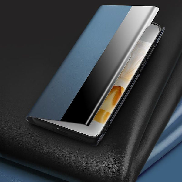 Qialino för Huawei P60 / P60 Pro Phone case i äkta koläder Smart Sleep Wake-up View Window Cover Green