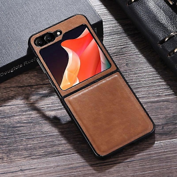 Til Samsung Galaxy Z Flip5 5G Stødsikkert Telefoncover PU Læderbelagt Hård PC Ultratyndt Cover Multicolor Style C