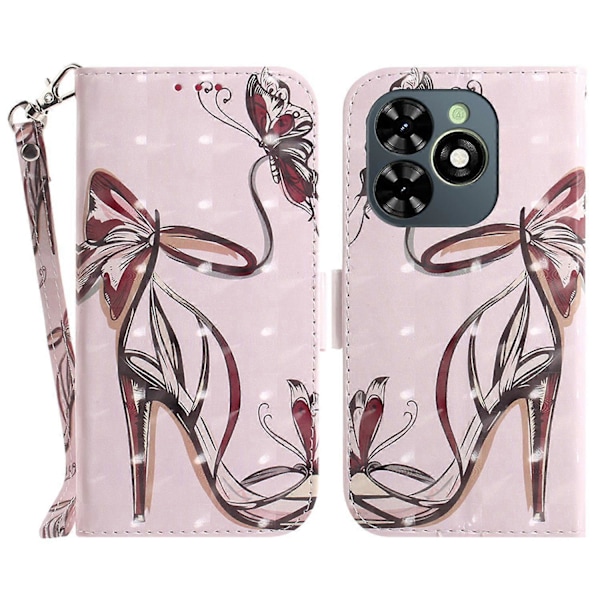 Stilrent tryckt läderfodral med rem för Infinix Smart 8 4G/Smart 8 HD 4G/Hot 40i Multicolor Butterfly High Heels