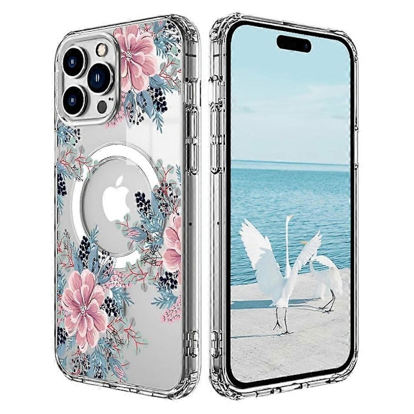 Skal för iPhone 16 Pro Kompatibelt med MagSafe Blommönster Tryck TPU+PC Telefonskal - Stil G Multicolor Style F
