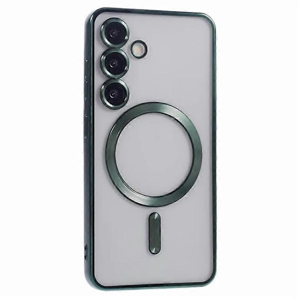 Samsung Galaxy S24+ Magneettikotelo WANLONFENG Täysi Suojaus Galvanoidulla TPU-kuorella ja Karkaistulla Lasilla Multicolor Green