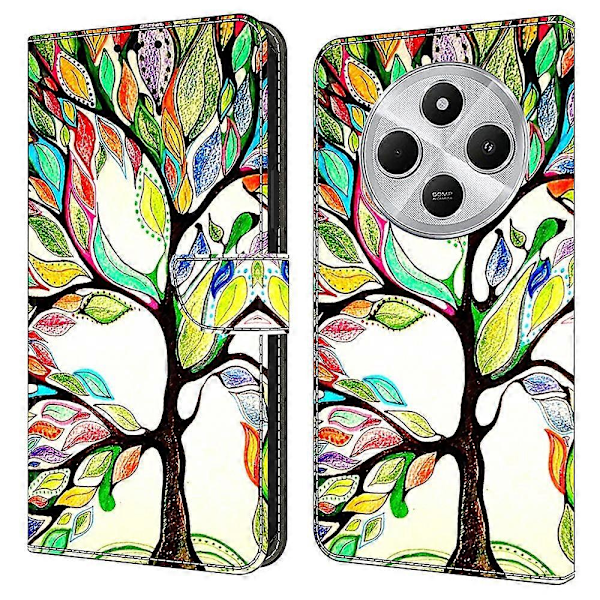 TPU+PU Läder Flip Fodral För Xiaomi Redmi 14C 4G/14R 5G/Poco C75 4G Mönstertryckt Multicolor Style J
