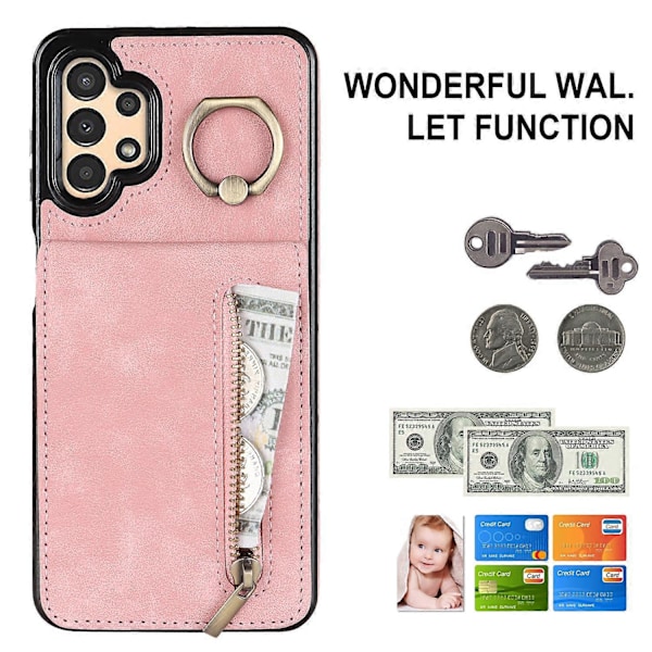 Til Samsung Galaxy A13 5G/A13 4G RFID Blokerende Støtteben Etui Retro PU+TPU Wallet Telefon Cover Multicolor Style E