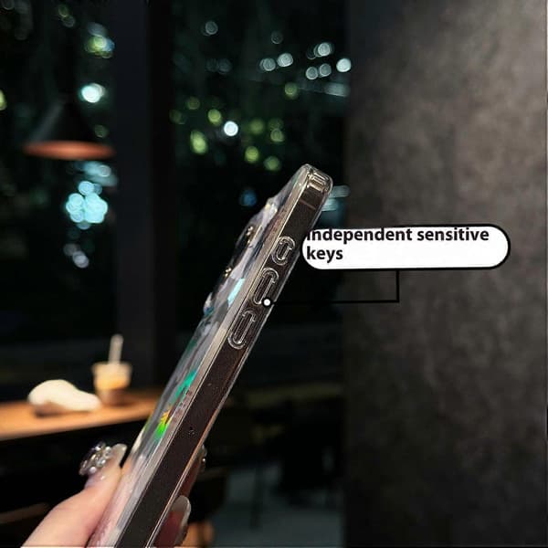 Laserblomst IMD PC+TPU Klar Telefon Cover til iPhone 15 Pro Multicolor Style D
