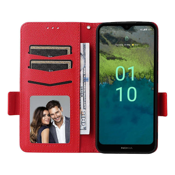 Reptåligt Telefonfodral för Nokia C110 Litchi Textur PU Läder Plånboksfodral med Ställ Multicolor Style C