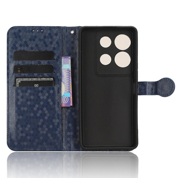 Til Infinix Note 30 Vip 5g Telefon Wallet Etui Dot Præget Stativ Pu Læder Cover Dark Blue