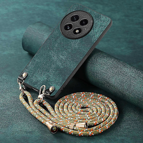 Retro læder telefoncover til OnePlus 13 med justerbar rem Multicolor Style D