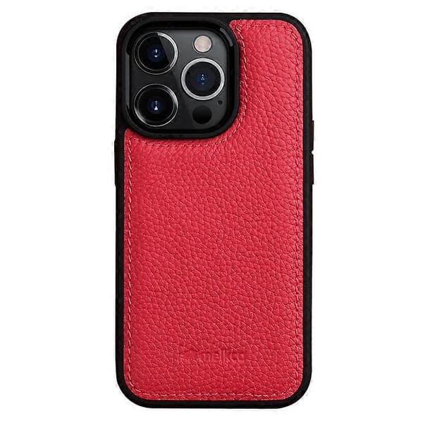 MELKCO Skal för iPhone 15 Pro Max Äkta Läderklätt PC-Mobilskal Multicolor Style E