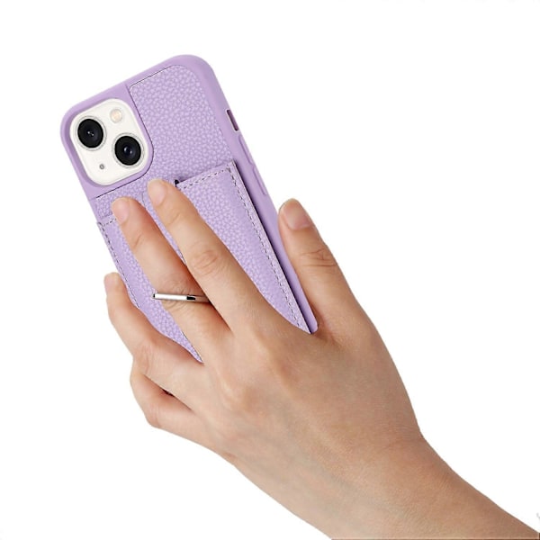 iPhone 15 Plus / 14 Plus -kotelo, korttipaikoilla, nahkainen takakansi ja rengastuki Multicolor Style C
