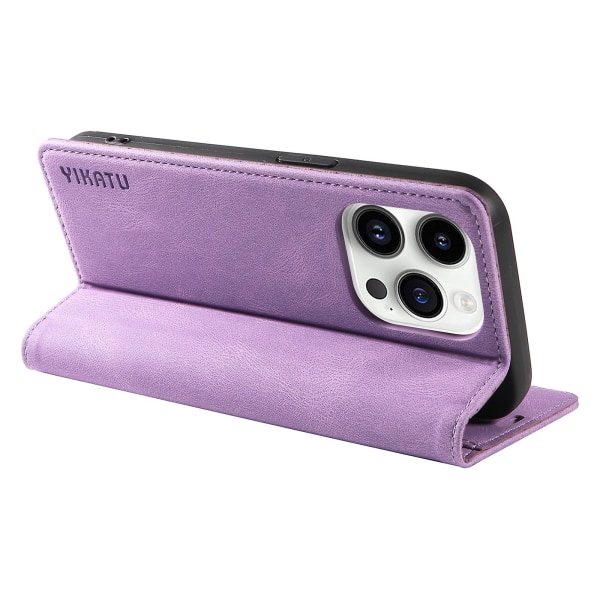 För Iphone 15 Pro Max Skin-touch Pu Läder Shell Plånboksställ Cover Purple