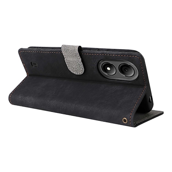For ZTE Blade A33S Leather Case RFID Blocking Phone Cover with Strap - Green Multicolor Black