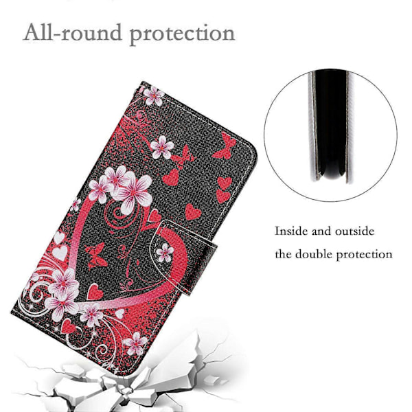 Skal för Samsung Galaxy A06 Mönstertryck Skyddande Läderfodral - Maskros Multicolor Red Heart