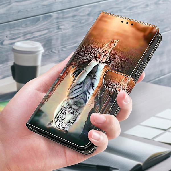 Plånbok Phone case För Motorola Moto G54 5g Case 3d Mönsterutskrift Läder Flip Cover Cat and Tiger