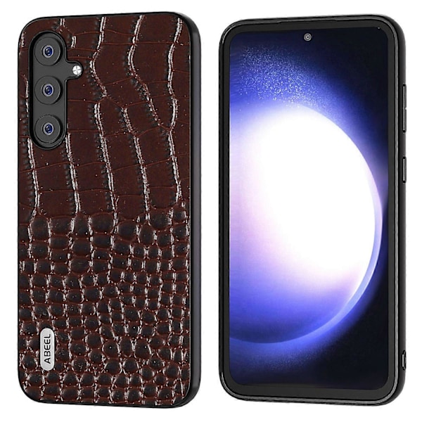 För Samsung Galaxy S23 FE Krokodiltextur Äkta Läder+PC+TPU Telefonfodral Stöttåligt Skydd Multicolor Style D