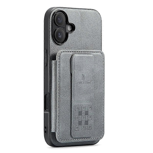 FIERRE SHANN 024 -tyylinen iPhone 16 -kotelo korttipidikkeellä ja jalustalla, vahapintainen nahka + TPU-puhelinkuori Multicolor Style B