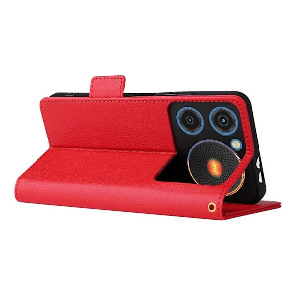 Til ZTE nubia Music Case Litchi Tekstur PU Læder Wallet Flip Telefon Cover - Grå Multicolor Red