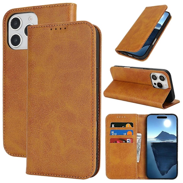 För iPhone 16 Pro Fodral PU Läder Kalvtexturerad Magnetisk Stängning Smart Telefonskydd Multicolor Style E