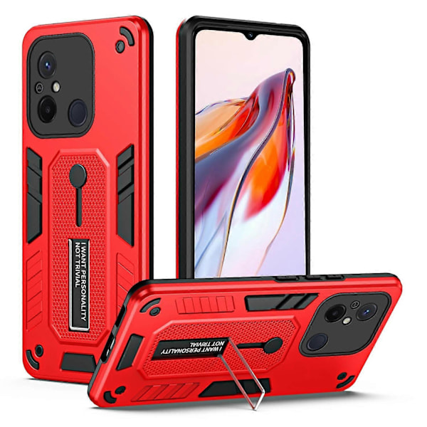 For Xiaomi Redmi 12C 4G/Poco C55 4G Fleksibel Ring Stropp TPU+PC Telefon Deksel Stativ Etui Multicolor Style B