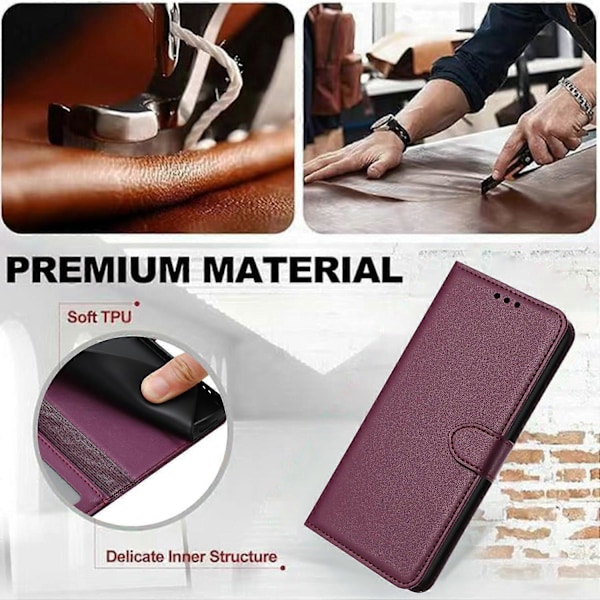Plånboksfodral i Läder med Ställ och Rem för Samsung Galaxy A26 5G/A16 4G - Svart Multicolor Purple