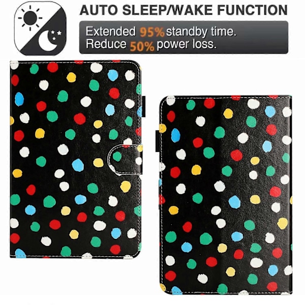 8-tums Auto Wake/Sleep Kortfack PU Läder Ställ Fodral Prickigt Mönster Tablet Skydd Multicolor Style C