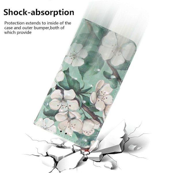 Til Xiaomi Redmi Note 14S 4G Etui Mønstertryk Læder Wallet Telefon Cover med Håndledsrem Multicolor Watercolor Flowers