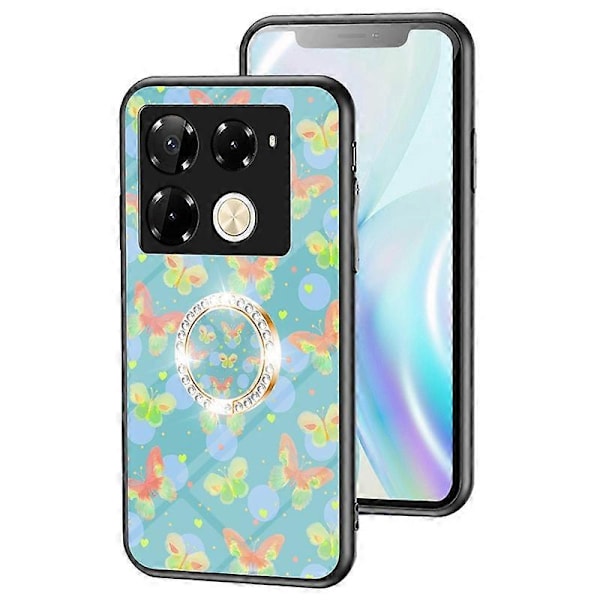 Til Infinix Note 40 Pro 4G Telefon Cover TPU Ramme Hærdet Glas+PC Bagside Multicolor Style E