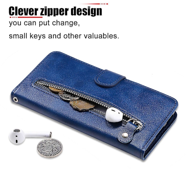 Til Huawei Mate 60 Etui Anti-Ridse Skal Lynlås Lommepung Stativ Telefon Cover Multicolor Style C