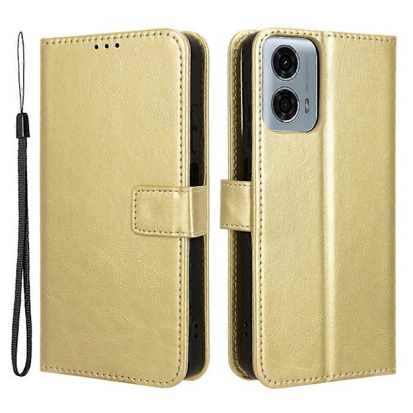 Flipfodral för Motorola Moto G Power, Crazy Horse-textur, PU-läder Multicolor Gold