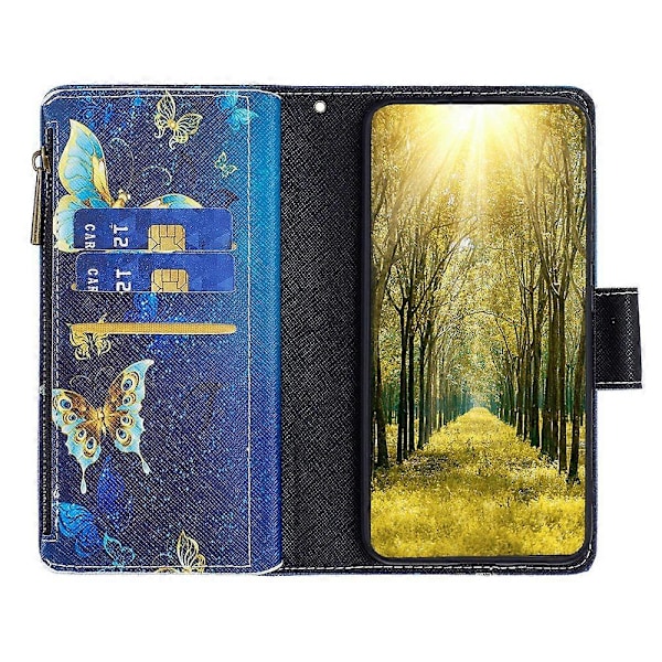BF03 Telefon Cover til Samsung Galaxy A15 4G Etui Wallet Lynlås Læder Shell Multicolor Style I