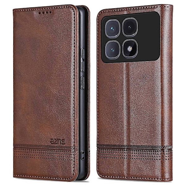 AZNS Xiaomi Redmi K70 Ultra -kotelo, lehmännahkajäljitelmä PU-nahkainen lompakkokotelo - Vihreä Multicolor Coffee