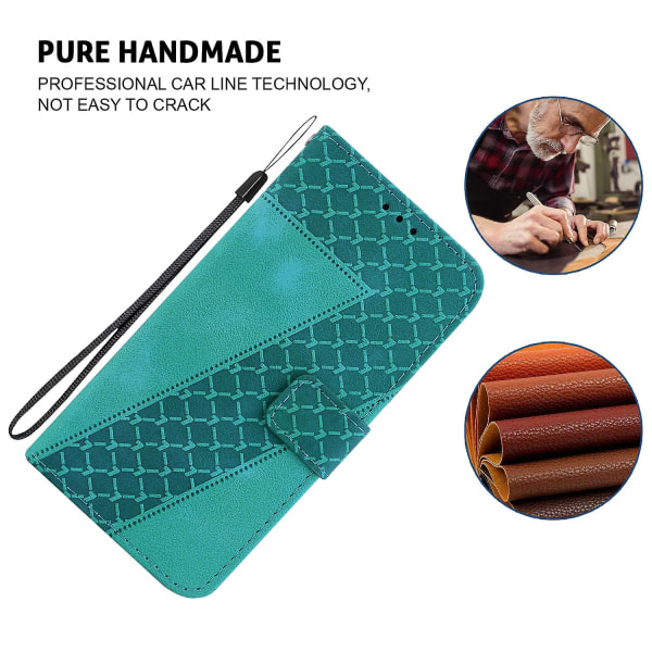 För Infinix Note 30i 4g Dammtät Pu-läder Phone case Ställ tryckt 7-formsmönster Flip Cover Green