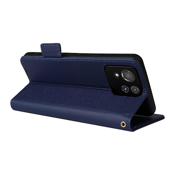 Magnetiskt fodral i läder med litchi-textur och handledsrem för Asus ROG Phone 8 Pro 5G/8 5G Multicolor Dark Blue